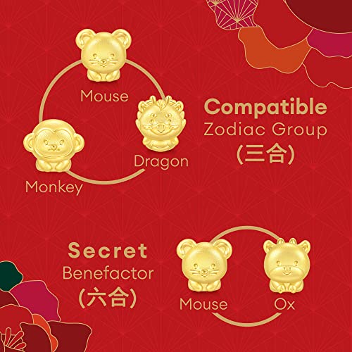 Image of CHOW SANG SANG 999 24K Solid Gold Mini Charm Chinese Zodiac Lovely Cute Animal Mini Charm Bracelet for Women