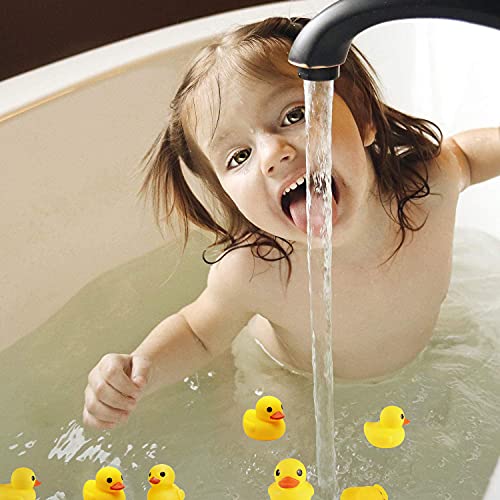 CICITOYWO Yellow Rubber Ducks, 10pcs Preschool Bath Toys Bathtub Floating Squeaky Duckies Gift for Baby Shower Infants Kids Toddler Party Decoration - Thumbnail 5