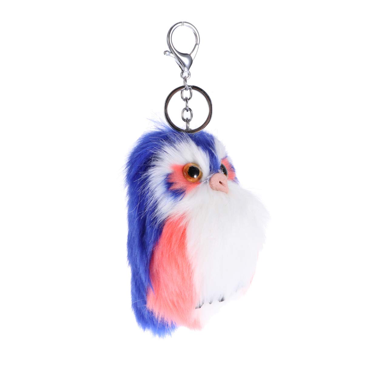 NUOBESTY Owl Shaped Plush Keychain Lovely Plush Stuffed Owl Key Chain for Lady Girls Children (Sapphire Blue)