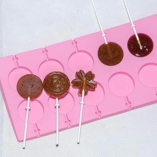 3 Pack Silicone Lollipop Molds,Sonku 12 Cavity Round Cherry Blossoms Swirl Chocolate Hard Candy Mold with 60 Pcs Sucker Sticks - Thumbnail 5