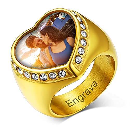 Custom4U Personalized Rings for Men,Photo & Name Engraved Sizes 11 - image 1