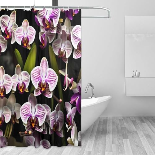 Rideau de douche imprimé orchidées en polyester lavable 183 x 183 cm - 4