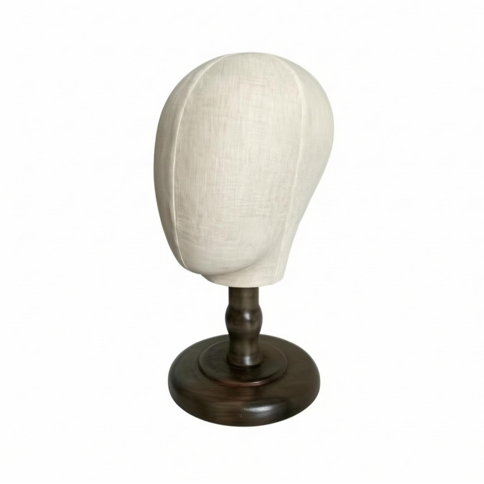 Manichino Testa Espositiva Dummy Testa Cappelli Parrucche Accessori Facciale Semplice Rivestita Lino Asta Solida Base , Circonferenza Testa 54 Cm, Altezza 34 Cm , style to 4