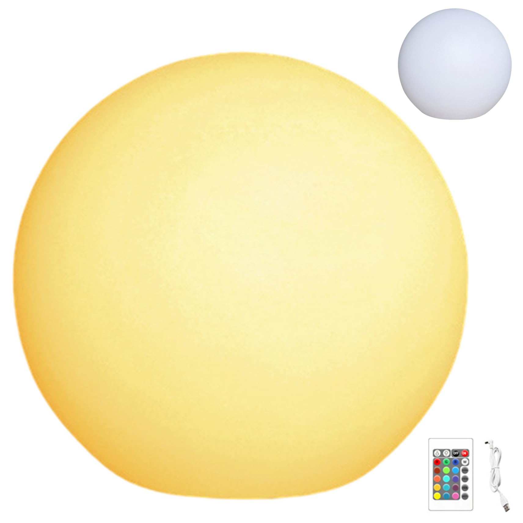 Luz de bola LED 8 recargables 16 colores 4 modos Control remoto Luz de bola de PE con enchufe impermeable y orificios para tornillos Brillo Lámpara de orbe ajustable para jardín, césped, exterior