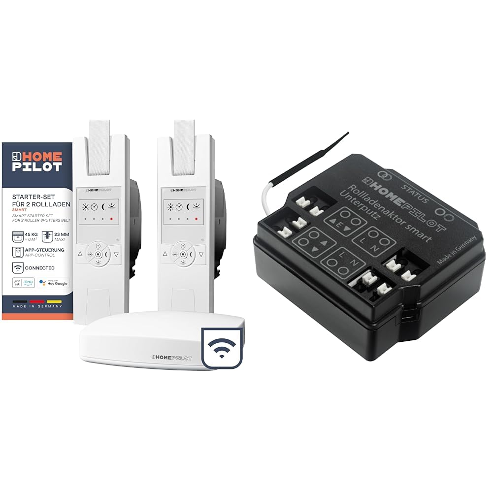 HOMEPILOT Rollladen Smart-Home Starter-Set & Rollladenaktor smart Unterputz, Smart Home Rolladen Funkschalter nachrüsten