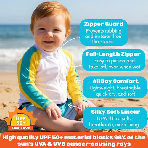 Image of SwimZip Boys' Long Sleeve Rash Guard & Swim Shorts Set - UPF 50+ Sun Protection