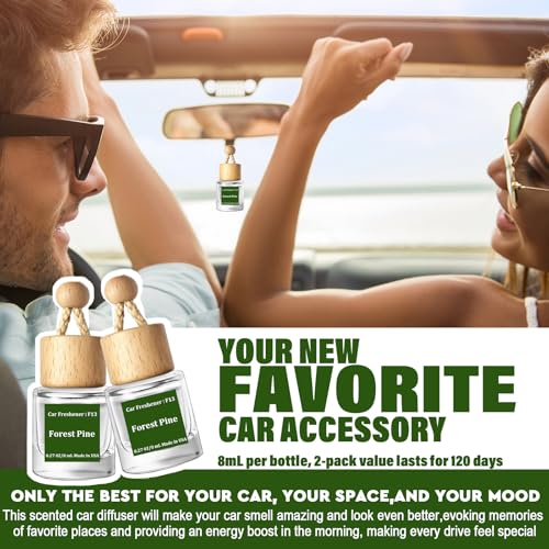 Image of HoogaLife Car Air Freshener Diffuser 2 Pack Hanging Air Freshener Diffuser - Forest Pine Fragrance Oil Air D iffuser for Car, 45+ Days Long Lasting Fragrance Made in USA (F13)