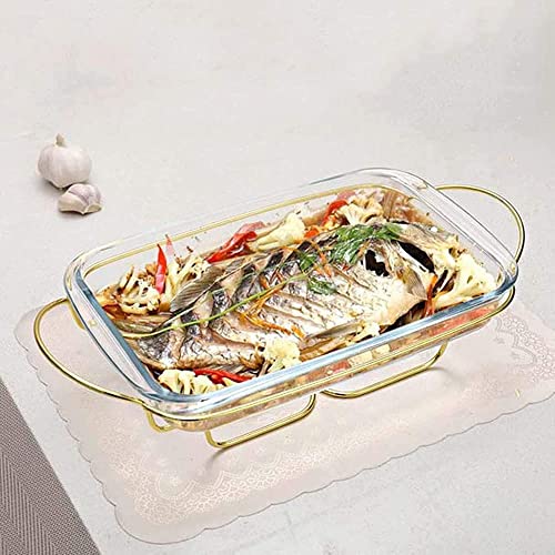ywewsq Isolierte Glaswaren Grill-Fischofen, Buffetwärmer, Edelstahl mit Deckel und Ofen Glas-Heizplatte… – Bild 5
