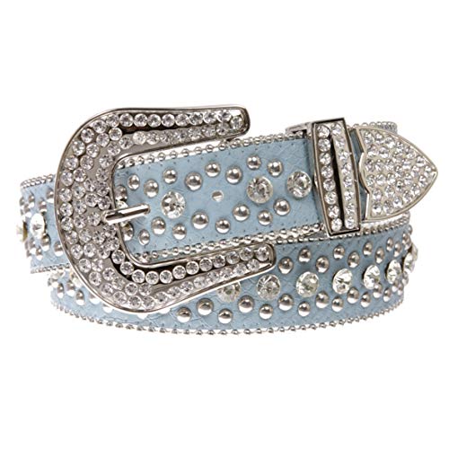 Women's Western Cowgirl Alligator Rhinestone Studded Leather Belt2