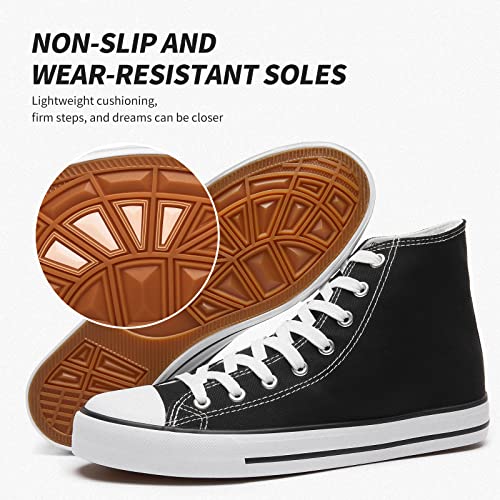 Mens High Top Canvas Sneakers Casual Lace Up Canvas Shoes For Men Fashion White And Black Walking Sneakers #TOP1
