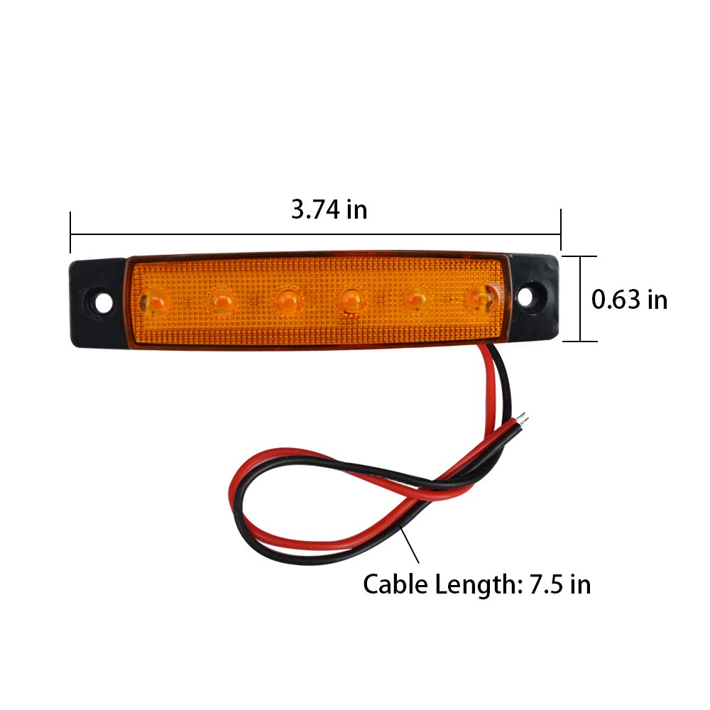 Anteriore Posteriore Lato Indicatore Luce 6 LED per Rimorchio