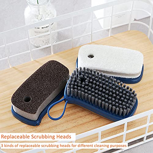 Image of Soft Cleaning Brush Hand Broom for Car /Bed /Couch /Draft /Garden /Furniture /Clothes Bedspread Carpet Cleaning Brush, Cleaning Brush with Soap Dispenser Scrub Brush,Washing Brush,Blue (Pack of 1)
