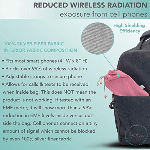Image of Halsa EMF Cell Phone Sleeve, High-Shield EMF Blocking Pouch, Signal Blocking Anti-EMP Radiation Bag for Digital Privacy Protection, Fits Most Phones, Pink (4x8 Inch)