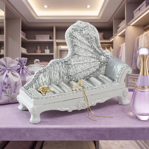 Dzrige Sofa Shaped Jewelry Box Portable Organizer for Rings Earrings Necklaces Bracelets Chic Couch Jewelry Box Women Birthday Christmas Gift - image 1