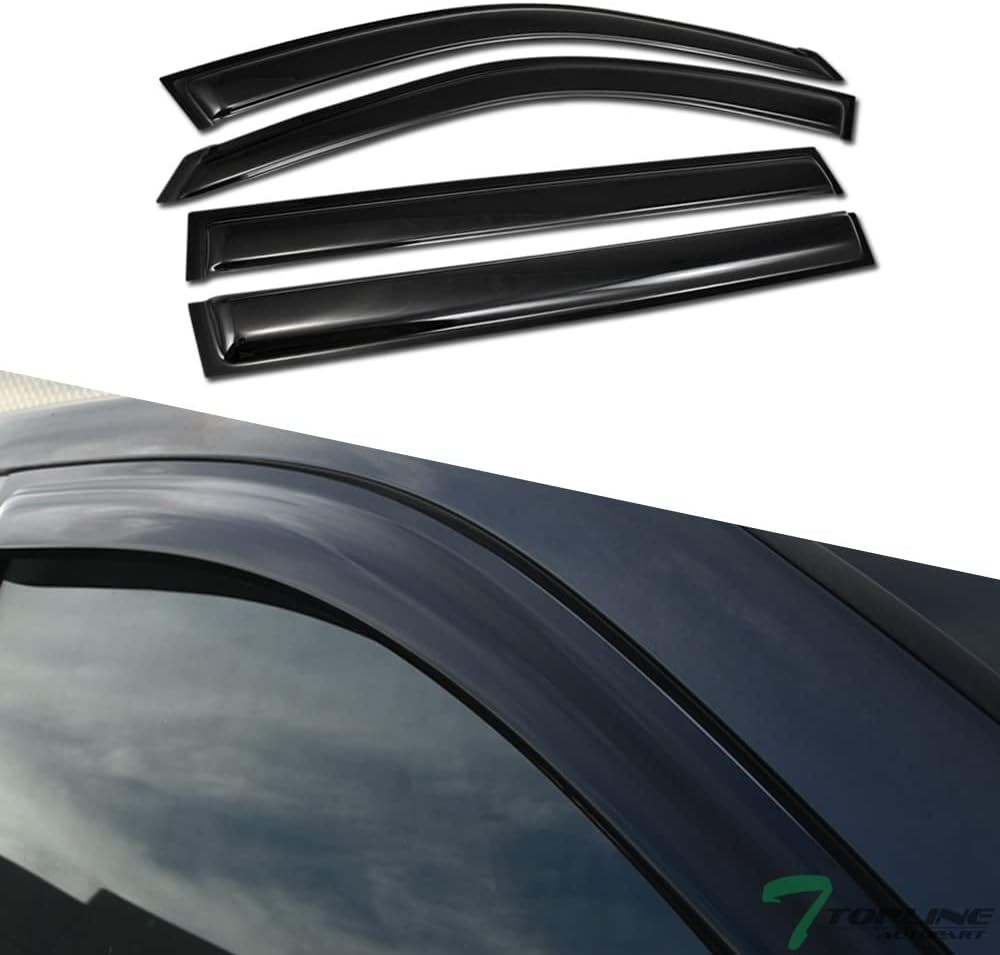 Curved Style Smoke Window Visors Deflector Vent Shade Guard 4 Pieces Compatible with 01-07 Toyota Highlander