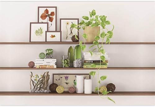 Miniatura 2 de Leowefowa Fondo de vinilo moderno de 8 x 6 pies, decoración de sala de estar, estantería de plantas verdes, fondo de fotografía, telón de fondo de