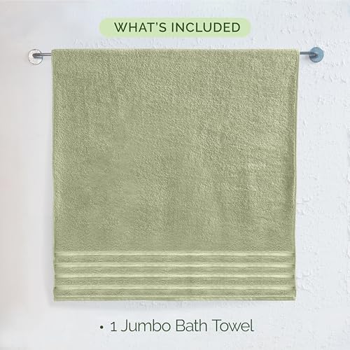 Image of Elegant Comfort 100% Turkish Cotton 4 Lines Viscose Stripe Jumbo Bath Towel - Hotel Spa Quality Extra Large 35 x 70 Inch Bath Towel Ultra Soft, Super Absorbent Quick Dry Large Bath Towel, Mint Green