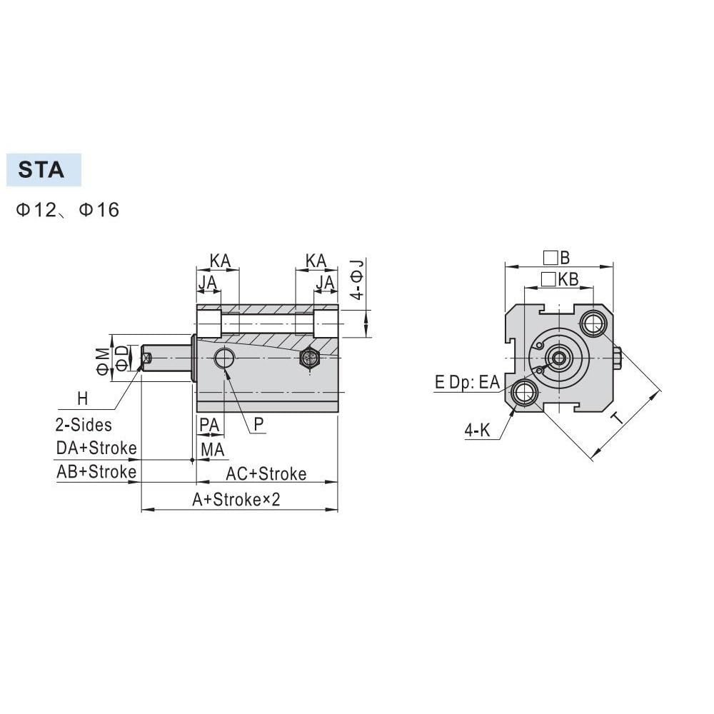 STA-S Kompakter einfachwirkender Pneumatikzylinder 5–50 mm Hub mit Magnet-Luftzylinder 1 Stück(20x25mm)