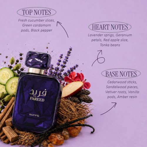 Image of RiiFFS Fareed Eau de Parfum for Men | Long Lasting Fresh Spicy Perfume with Cucumber, Cardamom & Amber | Luxury Arabic Fragrance | 100ml