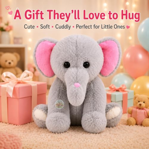 Image of Chi-Chimpu Toyss Sitting Elephant Soft Toy 25cm | Cute Plush Elephant Stuffed Animal for Kids | Ultra Soft & Cuddly Toy | Adorable Elephant Gift for Boys & Girls | Birthday Gift, Nursery & Room Decor