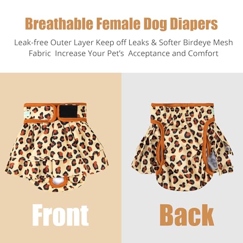Image of wegreeco Dog Diapers Female (3 Pack), Highly Absorbent Puppy Doggie Dog Diapers for Female Dogs Period, Washable Doggy Diapers for Dogs in Heat, Small Medium Large Size (Cow Pattern, Medium)