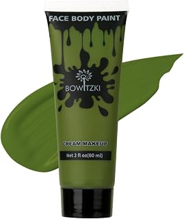 Bowitzki Face and Body Paint 2oz Cream Makeup 60ml Water Based Face Painting Special Effects For Adults Children Kids Halloween Christmas Party Stage Cosplay (Dark Green)