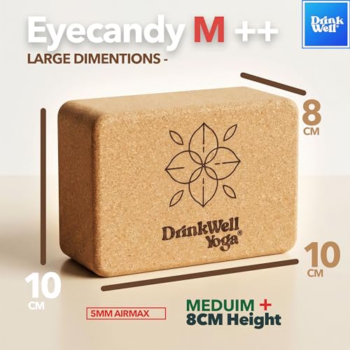 Image of Drinkwell Cork Fitness Large Block - Non-Slip Grip, High‑Density for hot yoga & Sweathy Sessions Exercise Brick 8x15x24 cm | Eco‑Friendly, Odor‑Resistant Natural Cork Brick for Bignners & Pros, Pilates & Home Workout for Men & Women (Medium Tree Yoga Cork Block, 8X15X24 CM)