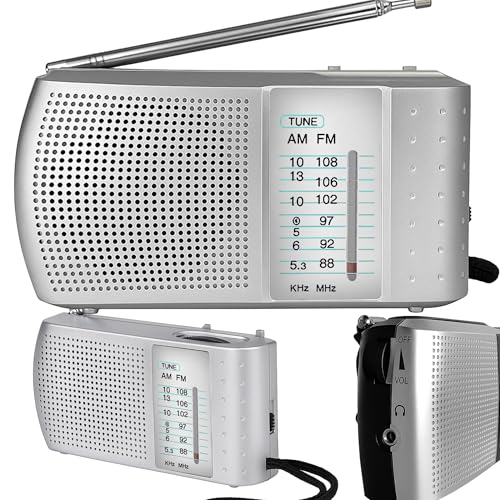 Retoo Radio portatile FM AM SW Radio da cucina – radio compatta per cucina con antenna telescopica, altoparlante da 2,5 pollici, jack per cuffie, mini radio funzionamento a batteria, ideale per casa