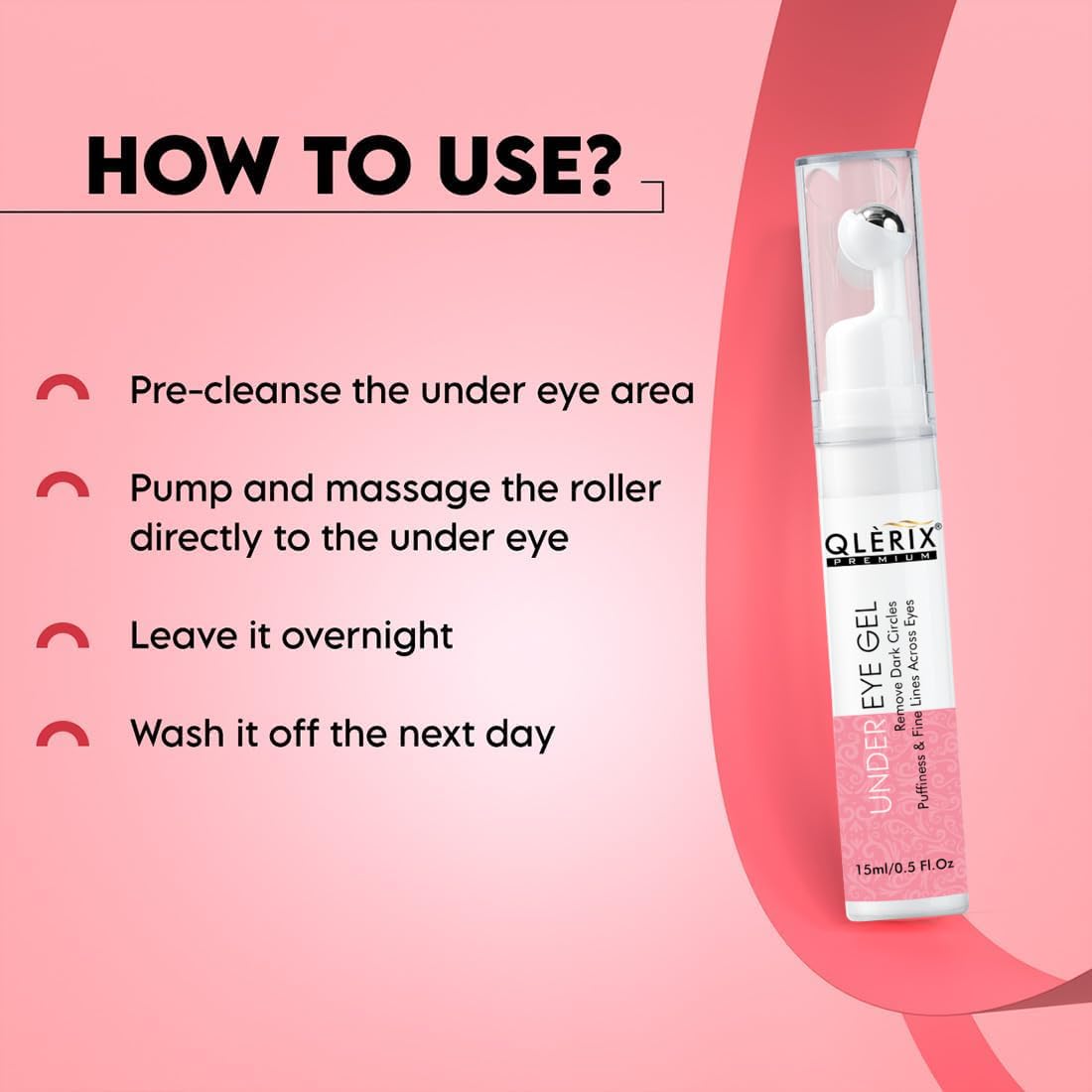 QLERIX Premium Under Eye Cream for Dark Circles for Women & Men Cooling Massage Roller to Reduce Dark Circles Puffiness and Fine Lines (1) 2