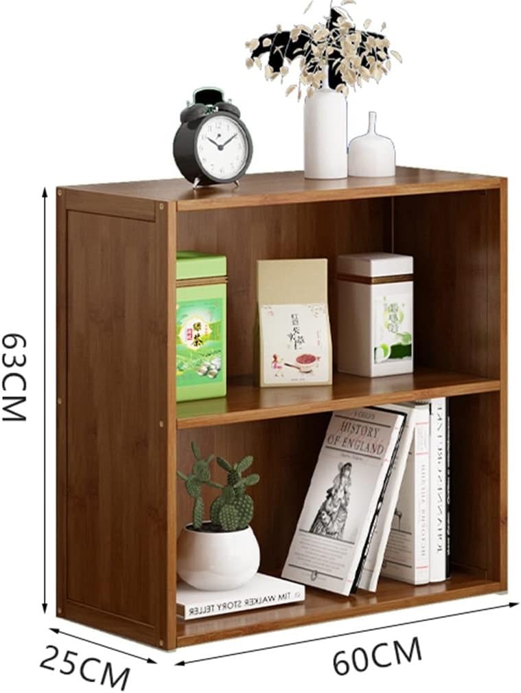 2 Tier Open Bamboo Bookcase,Bathroom Storage Cabinet, Organizer Shelves for Books,Plants,Toys, Souvenirs, Potted Plants Display (Color : A, Size : 60 * 25 * 93cm) (A 60 * 25 * 63cm) image 3
