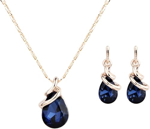 COLORFUL BLING Rosa oro lágrima infinito colgante collar colgante pendiente nupcial perla conjuntos de joyas