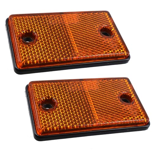 2 x Orange Amber Rectangular Reflectors for Driveway Gate Fence Post Trailers