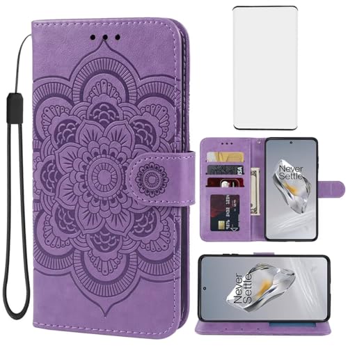 Housse portefeuille OnePlus 12 5G violette avec vitre pour vos sorties quotidiennes