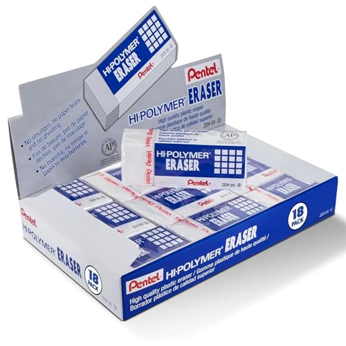Image of Pentel Hi-Polymer Eraser - White Polymer Block Erasers, Small, Pack of 18