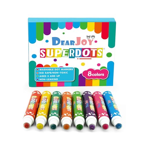 Image of DearJoy Super Dot Markers Toddlers Kids 8 Colors Jumbo 20ml Water Based Non Toxic Fun Preschool Crafts Art Supplies Washable (Multicolor)
