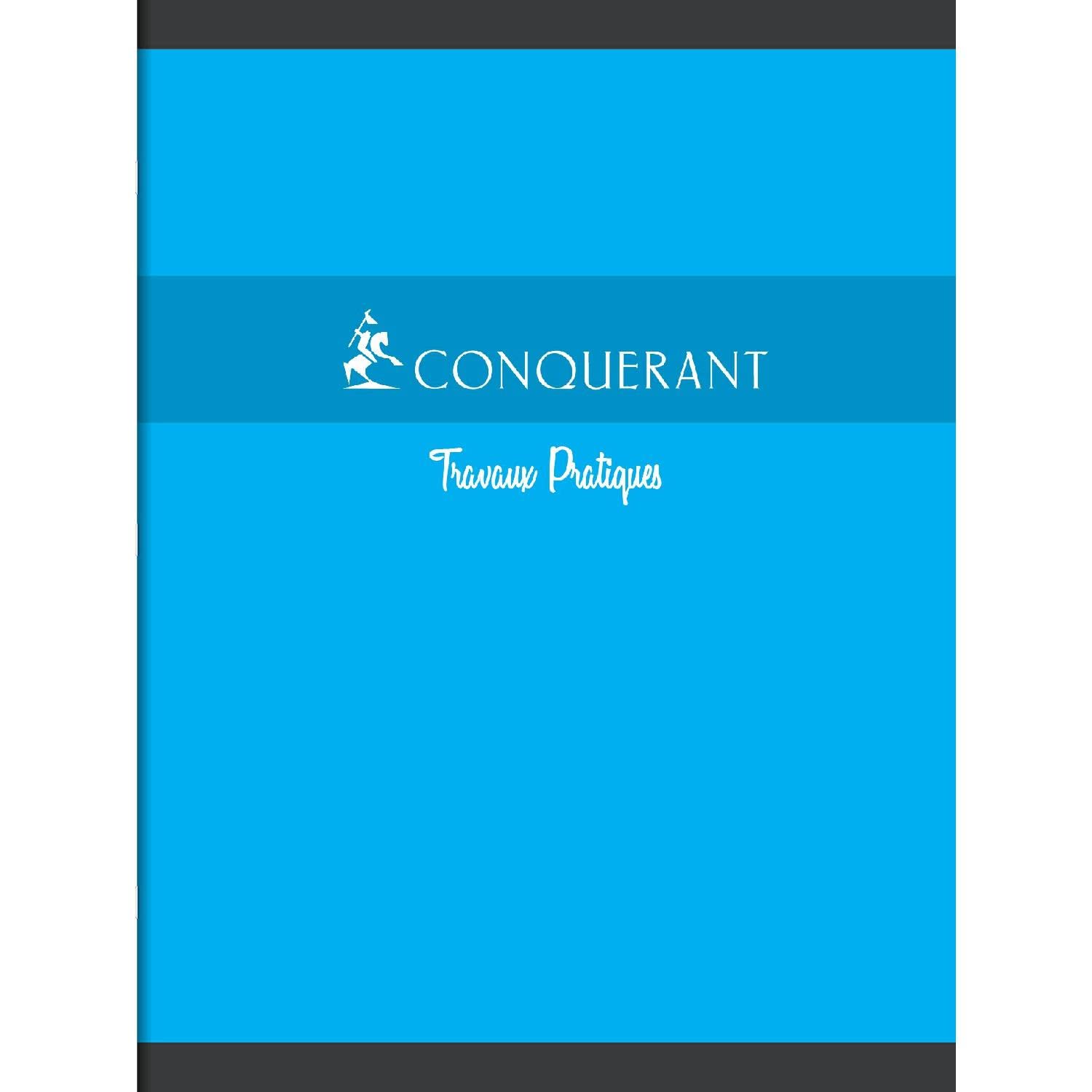 CONQUERANT Lot de 10 Cahiers travaux pratiques 30 pages Seyès+30 pages unies 24x32 70g