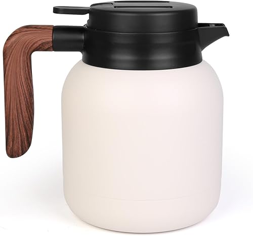 Miniatura 9 de Jarra térmica de café de 42 onzas, jarra térmica aislada, jarra de café aislada de acero inoxidable para mantener bebidas calientes/frías,