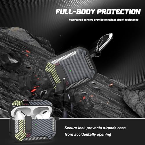 Image of RFUNGUANGO AirPods Pro 2 Case with Lock Carbon Fiber Series, CF Gray