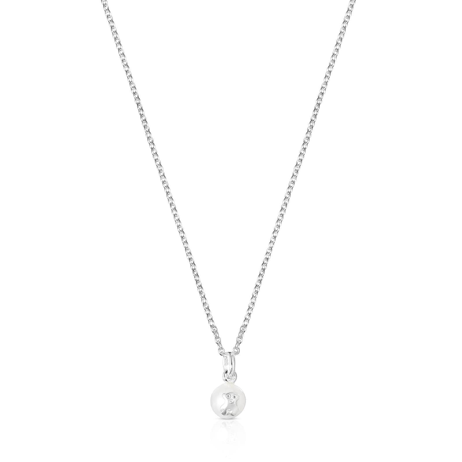 TOUS Collar de Plata de Primera Ley para Mujer con Perla de 6mm, 45 cm de Largo, Colección Icon Pearl