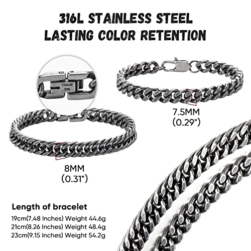 Vnox 2 Pcs Chain Bracelets For Men - Mens Bracelet Chunky Cool Metal Link Stainless Steel Link Chain Bracelets For Men Women | Hip Hop Jewelry Gifts For Him Men Dad Boyfriend Son Husabnd,8.3 Inches #TOP4
