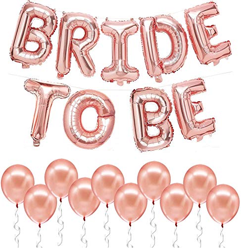 KatchOn, Rose Gold Bride To Be Balloons Set - 16 Inch, Pack of 19 | Bride Balloons, Rose Gold Latex Balloon for Bachelorette Party Decorations, Bridal Shower Decorations | bride To Be Decorations