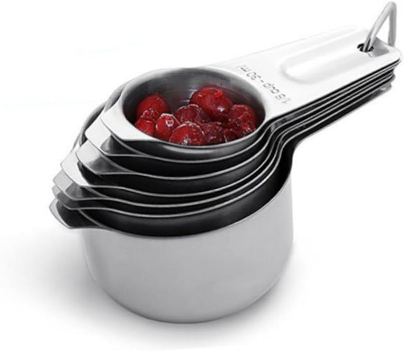 PRETYZOOM 7pcs Stainless Steel Measuring Spoons and Cups Accurate Liquid Measurement Kitchen Tools Stackable Design for Easy Storage