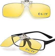 LUFF Clip-On Lunettes Jaune Conduite de Nuit Polarisé hommes et femmes, Anti-Reflection HD UV400 Protection