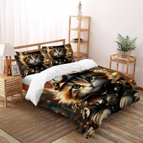 Housse de couette chat mécanique 200x200cm, cadeau idéal pour garçon