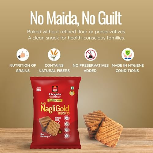 Image of JAHAGIRDAR FOODS Chocolate Flavour | 0% Maida RAGI Biscuit | Cookies Millet Biscuits - 250g (Pack of 1)