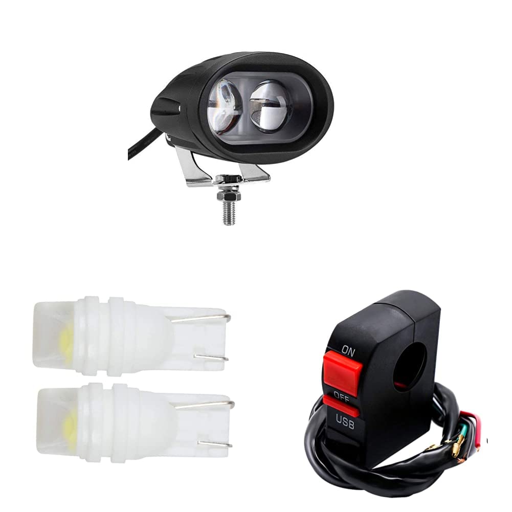 Allextreme EX2OFW1 2 LED Oval Projector Fog Light Auxiliary Spot LED Light Off-Road Driving Lamp for Motorcycle Car SUV and Bikes (20W, White Light, 1 PC)