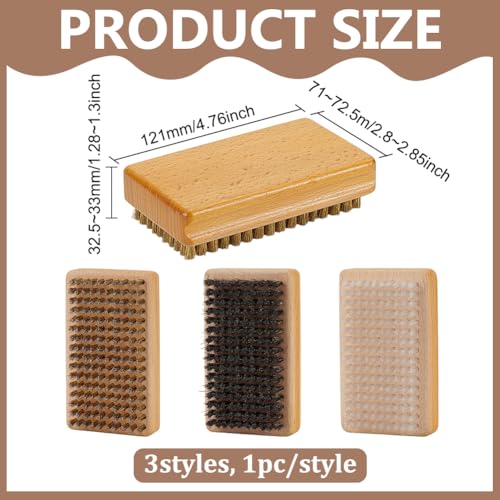 Image of FINGERINSPIRE 3 PCS Ski Snowboard Waxing Brush Kit 3 Styles Brass Horsehair Nylon Skis Wax Cleaning Brush Rectangle Wood Base Maintenance Tool Set for Ski Snowboard Cleaning Wax Removal and Polishing