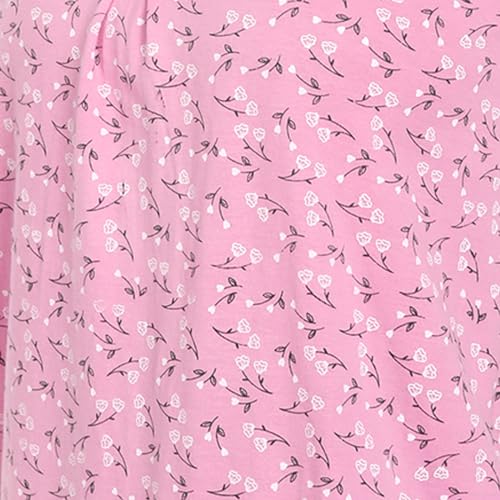 Image of BLAZON Women's Cotton Hosiery Elegant Maxi Nightdress with Lace Detailing, Floral Print, Pockets & Half Sleeves