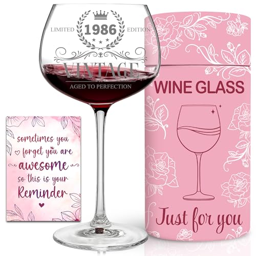 DOTAOKACI 40th Birthday Gifts For Her - 1986 Vintage Engraved 40th Wine Glass - 40 Year Old Birthday...