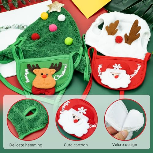 4PCS Pet Dog Christmas Outfit, Costume for Dogs and Cats With Funny Antlers Adjustable Hat, Cloak, Santa Saliva Towels - Image 4